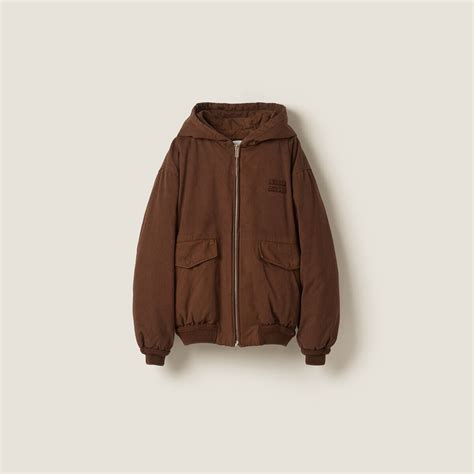 miu miu gabardine down jacket|Cocoa Brown Gabardine Down Jacket .